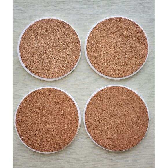 Coasters-Stoneware-Cowboy Theme-Snowman-Cork Backing-Set of 4 - Picture 7 of 8